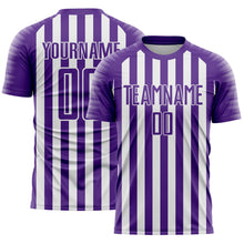 Laden Sie das Bild in den Galerie-Viewer, Custom Purple White Stripe Sports Sublimation Soccer Uniform Jersey
