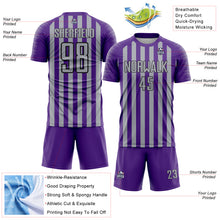 Load image into Gallery viewer, Custom Purple Gray-Black Stripe Sports Sublimation Soccer Uniform Jersey
