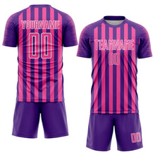 Load image into Gallery viewer, Custom Purple Pink-White Stripe Sports Sublimation Soccer Uniform Jersey
