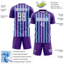Laden Sie das Bild in den Galerie-Viewer, Custom Purple White-Light Blue Stripe Sports Sublimation Soccer Uniform Jersey
