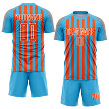 Load image into Gallery viewer, Custom Sky Blue Orange-White Stripe Sports Sublimation Soccer Uniform Jersey
