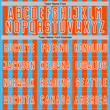 Load image into Gallery viewer, Custom Sky Blue Orange-White Stripe Sports Sublimation Soccer Uniform Jersey
