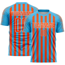 Load image into Gallery viewer, Custom Sky Blue Orange-White Stripe Sports Sublimation Soccer Uniform Jersey
