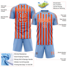 Load image into Gallery viewer, Custom Light Blue Orange-White Stripe Sports Sublimation Soccer Uniform Jersey
