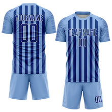Load image into Gallery viewer, Custom Light Blue Royal-White Stripe Sports Sublimation Soccer Uniform Jersey

