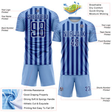 Load image into Gallery viewer, Custom Light Blue Royal-White Stripe Sports Sublimation Soccer Uniform Jersey
