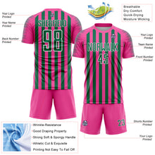 Load image into Gallery viewer, Custom Pink Kelly Green-White Stripe Sports Sublimation Soccer Uniform Jersey
