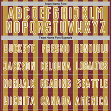 Load image into Gallery viewer, Custom Burgundy Old Gold-White Stripe Sports Sublimation Soccer Uniform Jersey
