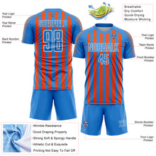 Load image into Gallery viewer, Custom Powder Blue Orange-White Stripe Sports Sublimation Soccer Uniform Jersey

