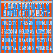 Load image into Gallery viewer, Custom Powder Blue Orange-White Stripe Sports Sublimation Soccer Uniform Jersey
