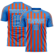 Load image into Gallery viewer, Custom Powder Blue Orange-White Stripe Sports Sublimation Soccer Uniform Jersey
