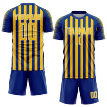 Load image into Gallery viewer, Custom Royal Yellow-White Stripe Sports Sublimation Soccer Uniform Jersey
