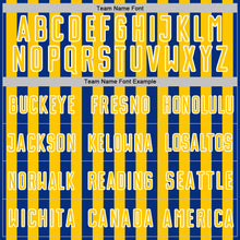 Load image into Gallery viewer, Custom Royal Yellow-White Stripe Sports Sublimation Soccer Uniform Jersey
