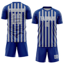 Load image into Gallery viewer, Custom Royal Gray-White Stripe Sports Sublimation Soccer Uniform Jersey
