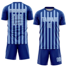 Load image into Gallery viewer, Custom Royal Light Blue-White Stripe Sports Sublimation Soccer Uniform Jersey
