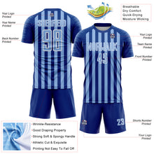 Load image into Gallery viewer, Custom Royal Light Blue-White Stripe Sports Sublimation Soccer Uniform Jersey
