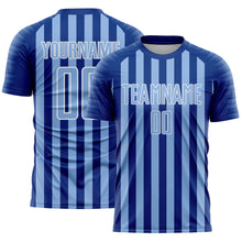 Load image into Gallery viewer, Custom Royal Light Blue-White Stripe Sports Sublimation Soccer Uniform Jersey
