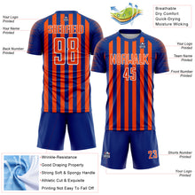 Load image into Gallery viewer, Custom Royal Orange-White Stripe Sports Sublimation Soccer Uniform Jersey
