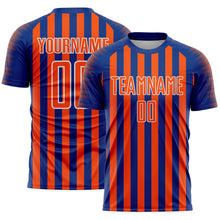Load image into Gallery viewer, Custom Royal Orange-White Stripe Sports Sublimation Soccer Uniform Jersey
