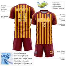 Load image into Gallery viewer, Custom Crimson Gold-White Stripe Sports Sublimation Soccer Uniform Jersey
