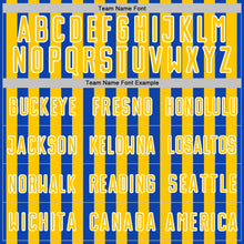 Load image into Gallery viewer, Custom Thunder Blue Yellow-White Stripe Sports Sublimation Soccer Uniform Jersey
