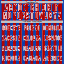 Load image into Gallery viewer, Custom Thunder Blue Red-White Stripe Sports Sublimation Soccer Uniform Jersey
