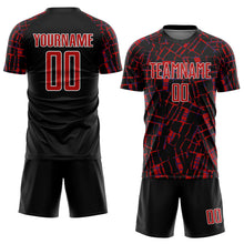 Load image into Gallery viewer, Custom Black Red-White Abstract Line Sports Sublimation Soccer Uniform Jersey
