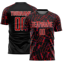 Load image into Gallery viewer, Custom Black Red-White Abstract Line Sports Sublimation Soccer Uniform Jersey
