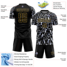 Load image into Gallery viewer, Custom Black White-Old Gold Abstract Line Sports Sublimation Soccer Uniform Jersey
