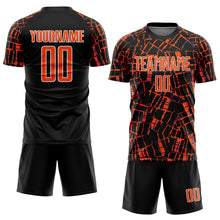 Load image into Gallery viewer, Custom Black Orange-White Abstract Line Sports Sublimation Soccer Uniform Jersey
