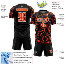 Load image into Gallery viewer, Custom Black Orange-White Abstract Line Sports Sublimation Soccer Uniform Jersey
