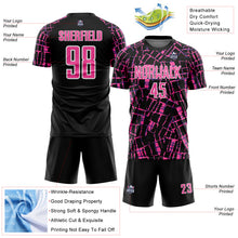Загрузить изображение в средство просмотра галереи, Custom Black Pink-White Abstract Line Sports Sublimation Soccer Uniform Jersey
