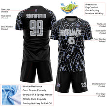 Charger l'image dans la galerie, Custom Black Gray-White Abstract Line Sports Sublimation Soccer Uniform Jersey
