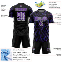 Загрузить изображение в средство просмотра галереи, Custom Black Purple-White Abstract Line Sports Sublimation Soccer Uniform Jersey
