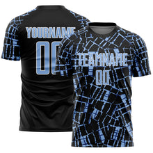 Load image into Gallery viewer, Custom Black Light Blue-White Abstract Line Sports Sublimation Soccer Uniform Jersey
