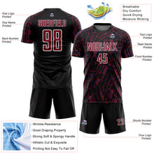 Laden Sie das Bild in den Galerie-Viewer, Custom Black Crimson-White Abstract Line Sports Sublimation Soccer Uniform Jersey
