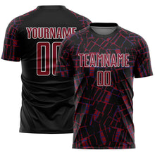Laden Sie das Bild in den Galerie-Viewer, Custom Black Crimson-White Abstract Line Sports Sublimation Soccer Uniform Jersey

