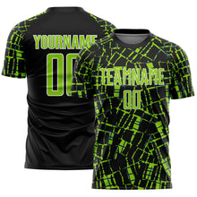 Laden Sie das Bild in den Galerie-Viewer, Custom Black Neon Green-White Abstract Line Sports Sublimation Soccer Uniform Jersey
