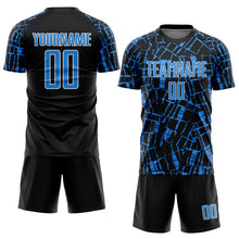 Load image into Gallery viewer, Custom Black Powder Blue-White Abstract Line Sports Sublimation Soccer Uniform Jersey
