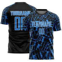 Load image into Gallery viewer, Custom Black Powder Blue-White Abstract Line Sports Sublimation Soccer Uniform Jersey
