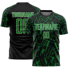 Laden Sie das Bild in den Galerie-Viewer, Custom Black Grass Green-White Abstract Line Sports Sublimation Soccer Uniform Jersey

