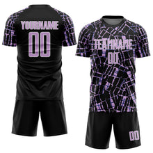 Загрузить изображение в средство просмотра галереи, Custom Black Light Purple-White Abstract Line Sports Sublimation Soccer Uniform Jersey
