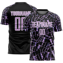 Загрузить изображение в средство просмотра галереи, Custom Black Light Purple-White Abstract Line Sports Sublimation Soccer Uniform Jersey
