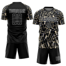 Load image into Gallery viewer, Custom Black Cream-White Abstract Line Sports Sublimation Soccer Uniform Jersey
