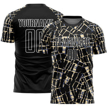 Load image into Gallery viewer, Custom Black Cream-White Abstract Line Sports Sublimation Soccer Uniform Jersey
