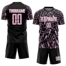 Load image into Gallery viewer, Custom Black Light Pink-White Abstract Line Sports Sublimation Soccer Uniform Jersey
