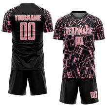 Load image into Gallery viewer, Custom Black Medium Pink-White Abstract Line Sports Sublimation Soccer Uniform Jersey
