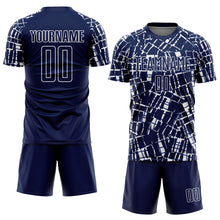Загрузить изображение в средство просмотра галереи, Custom Navy White Abstract Line Sports Sublimation Soccer Uniform Jersey
