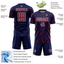 Загрузить изображение в средство просмотра галереи, Custom Navy Crimson-White Abstract Line Sports Sublimation Soccer Uniform Jersey
