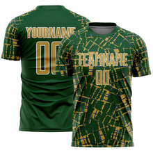 Charger l'image dans la galerie, Custom Green Old Gold-White Abstract Line Sports Sublimation Soccer Uniform Jersey
